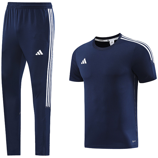 Adas casual training kit sportswear uniform men's navy soccer suit football short sleeve sports top shirt 2023-2024